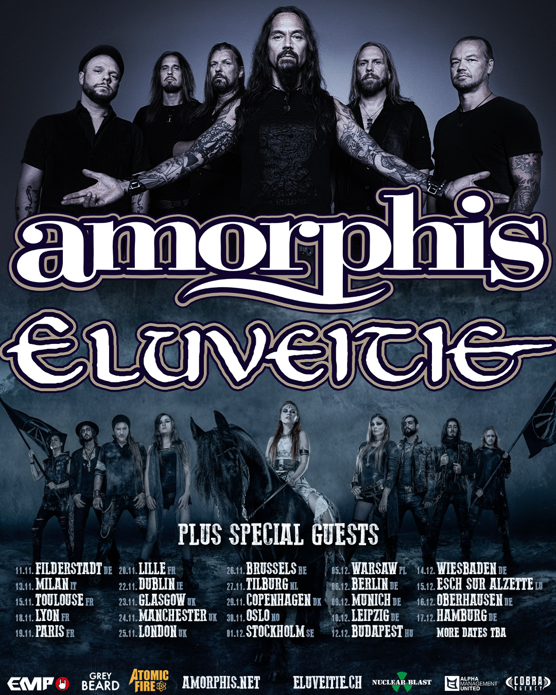 AMORPHIS and ELUVEITIE announce coheadliner tour Markus' Heavy Music